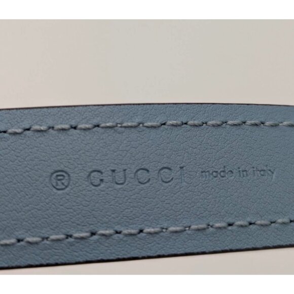 Gucci Women’s Blondie Ciny Interlocking Buckle Leather Belt Cloudy Blue 105cm 72 - Picture 6 of 9